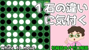 初級詰めオセロ解説 １石の違いに敏感に気づく